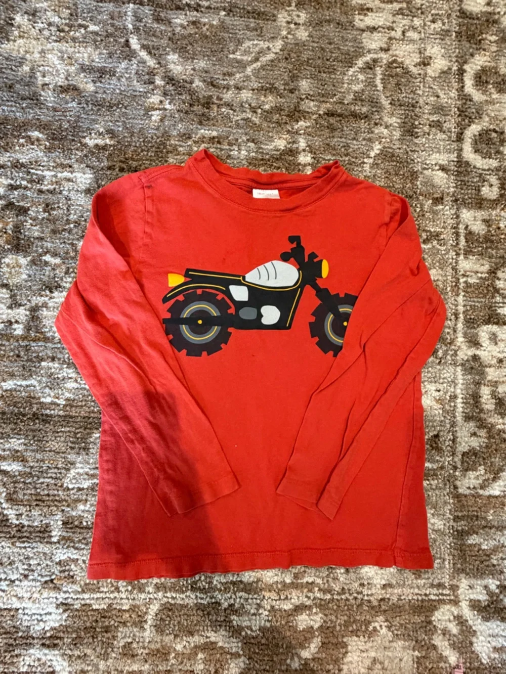 Hanna Andersson Red Long-Sleeve Shirt with Motorcycle Graphic